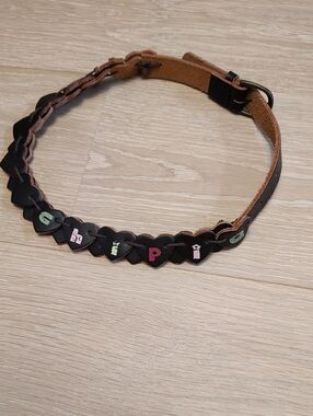 Chipie Black Leather Heart Belt with Multicolor Accents